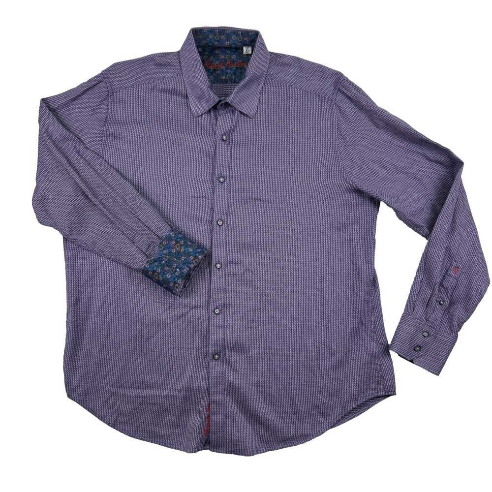Robert Graham Shirt Mens XL Woven Long Sleeve Purple Button-Up Paisley Cuff